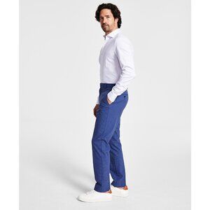 Tommy Hilfiger Men's Modern-Fit Flex Stretch Plaid Dress Pants Blue 42x30 B4HP